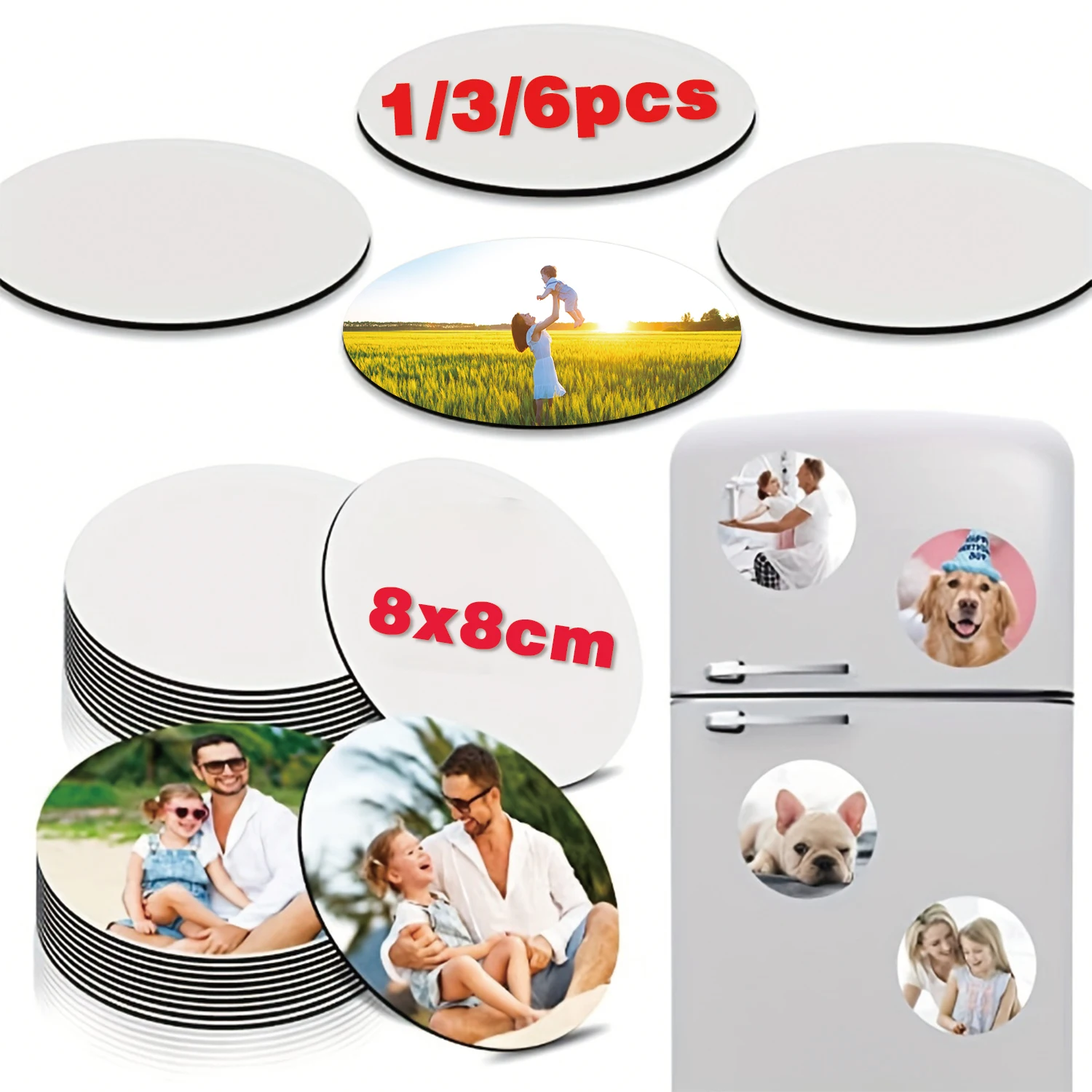 1/3/5pc circular Customizable Picture Fridge Souvenir Magnet Refrigerator Magnet Magnet Fridge Magnet Engraving Landmark Magnet