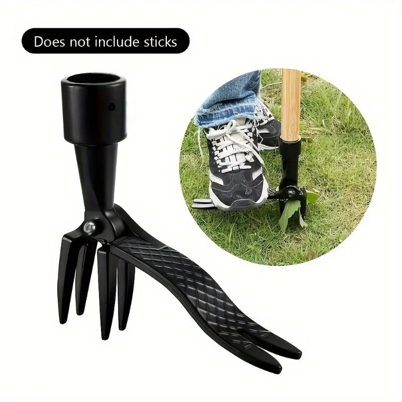 Stand Up Weed Puller Tool 4 Claw Steel Head Root Remover Gardening Weeding Head Without Bending Lawn Yard Grass Shovel Tool