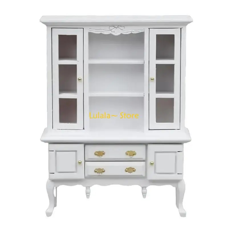 

Y4QA Elegant Miniature Cabinet for Dollhouses 1:12 Bookcase with Drawer Realistic Closet Doll House Miniature Furniture