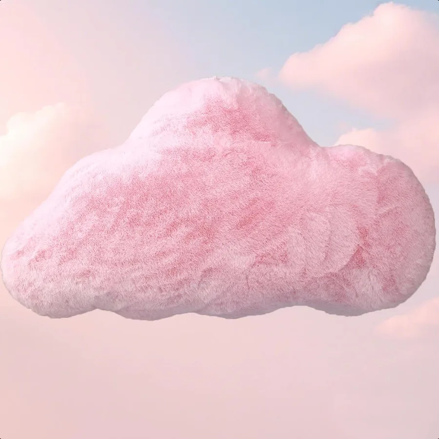 

Cloud Pillows Pink Cloud Shaped Pillow Decorative Throw Pillow Gifts Cute Plush Room Decor Fluffy Faux Rabbit Fur 9.5x16 Pillow