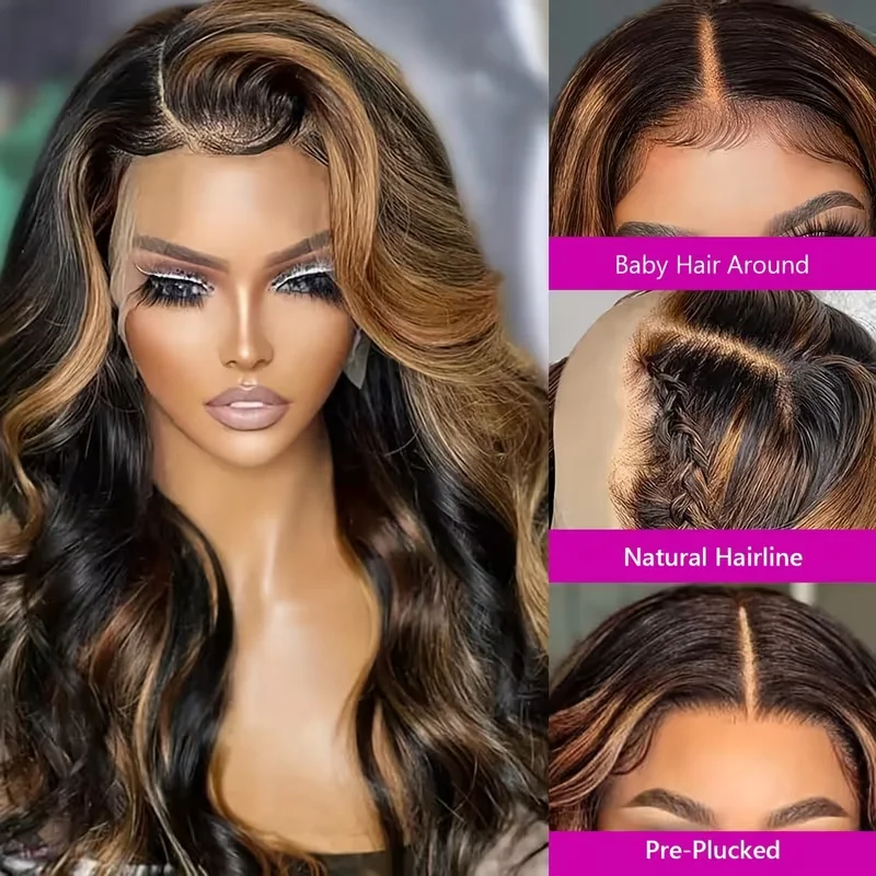 1B30 Highlight Body Wave Human Hair Wigs 13x6 13x4 Hd Lace Front Wig Brazilian Loose Body Wave 4x4 5x5 Pre Cut Lace Glueless Wigs image 5