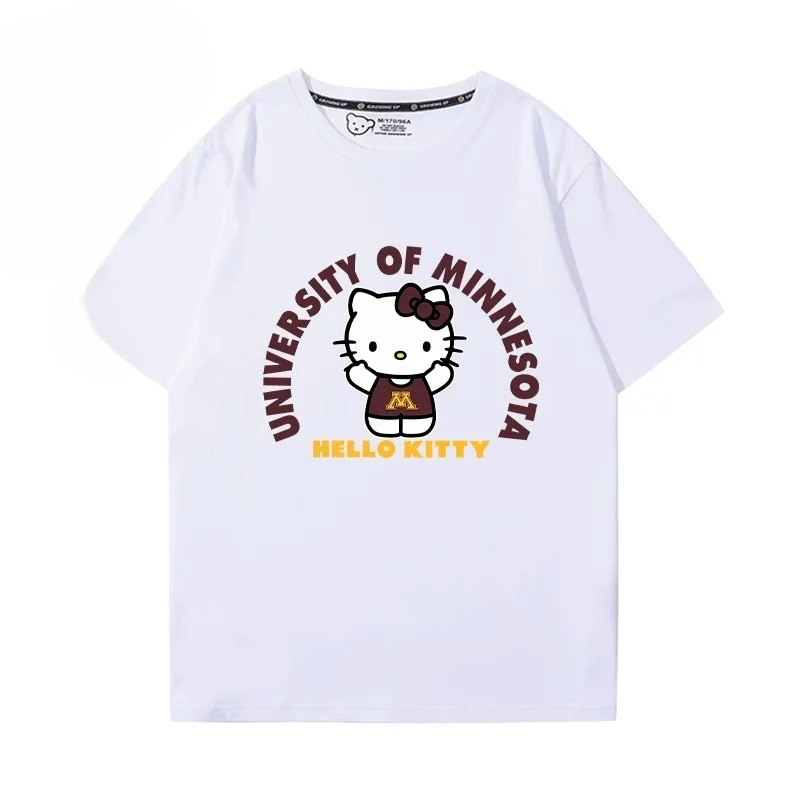 University of Minnesota Hello Kitty Collab T-Shirt Unisex Cotton Half Sleeve Summer Casual Top Cute Character Print