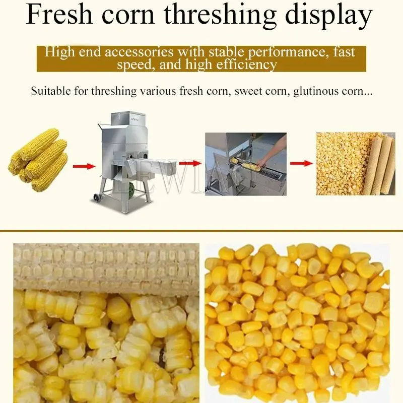 Elektrische Zoete Maïs Dorsmachine Staal Maïs Beschietingen Apparatuur Geautomatiseerde Aparte Maïs Deeltjes Machine