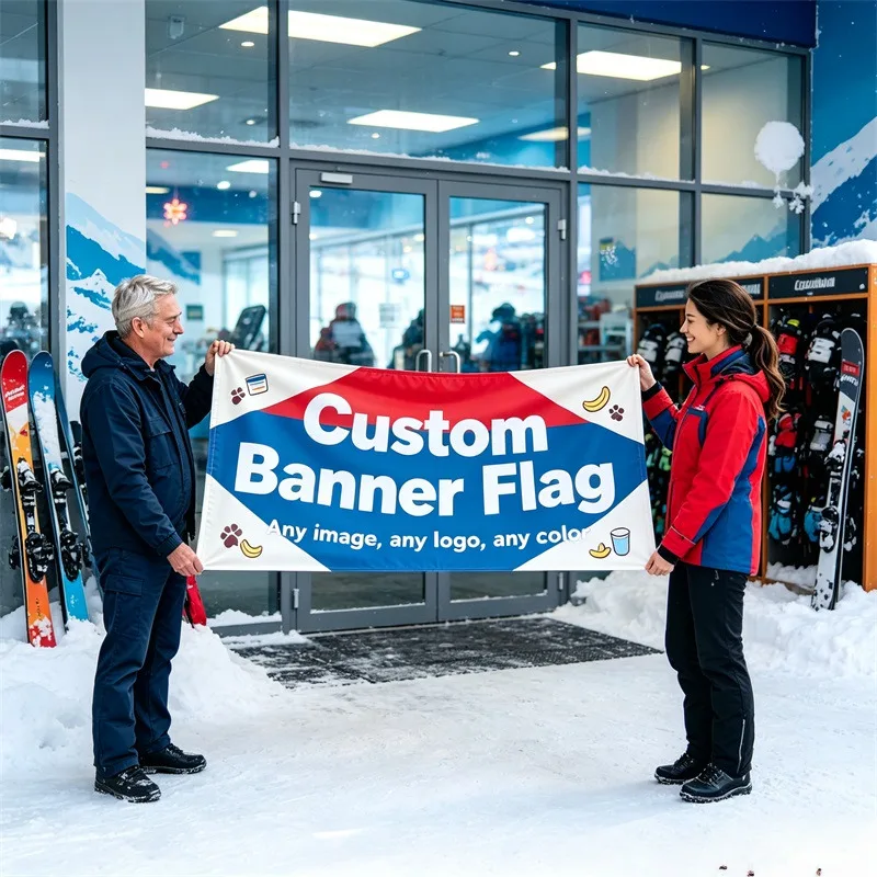 Custom Advertising Flags Allow Exclusive Holiday Pattern Customization For Festival Layouts Core Market Advertising Promotion