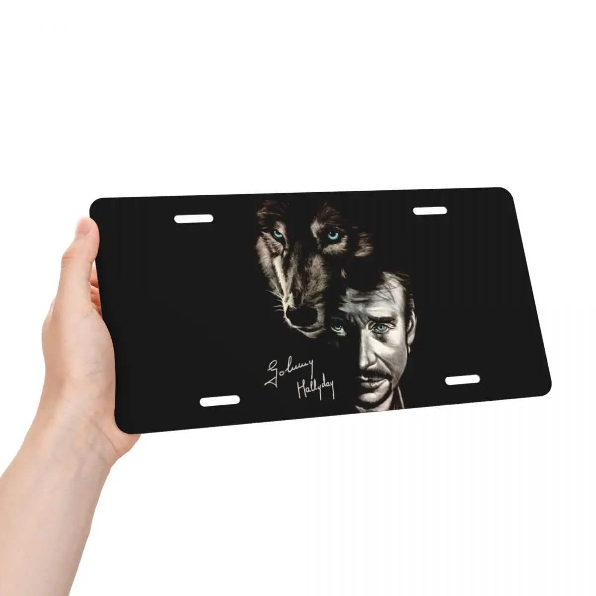 Johnny Hallyday And Wolf License Plate Cover France Singer Rock Star Metal Novelty Decorative Car Front License Plate Vanity Tag