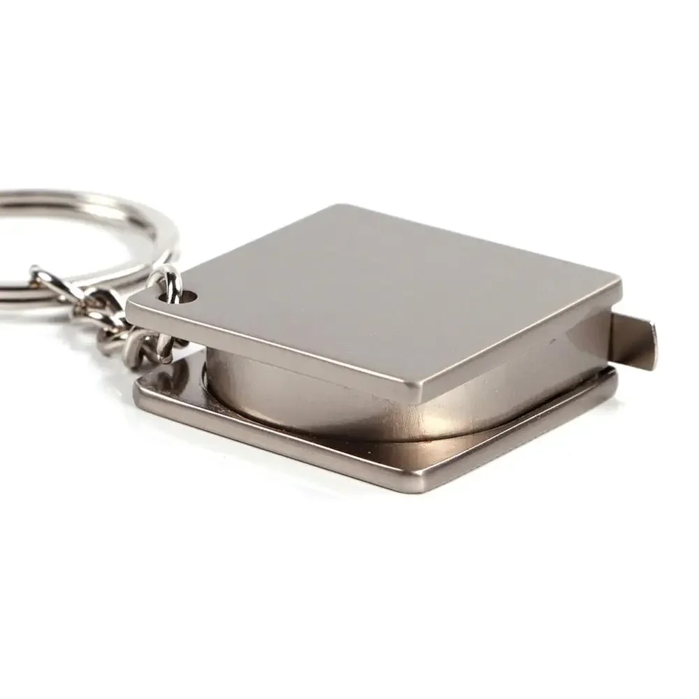 Metal Tape Measure Keychain Stainless Steel Retractable Ruler Key Ring Practical Small Tools Measuring Tools Tape Measure