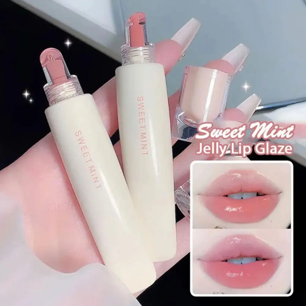 Sweet Mint Jelly Lip Glaze Non-stick Lip Tint Moisturizing Korean Lipstick Lip Crystal Cosmetic Glass Tint Gloss Liquid Lip L5C5