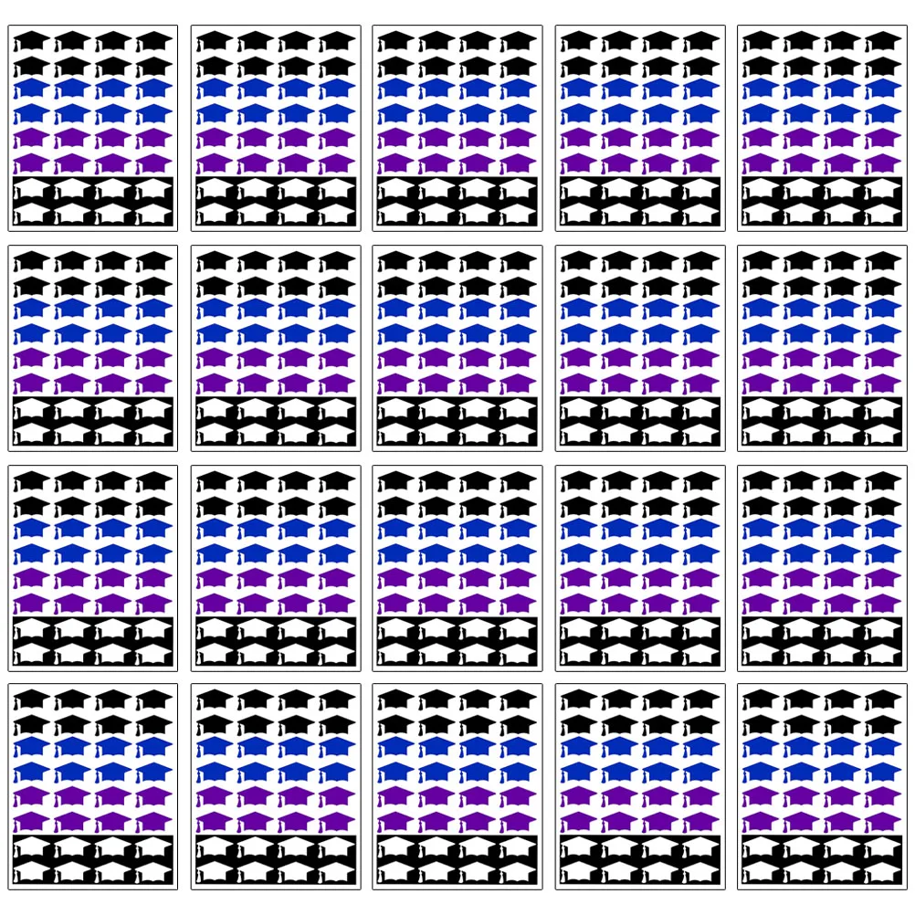 

20 Sheets 32 Stickers Graduation Cap Coated Paper Self Adhesive Decor Gift Box Notebook Party Scrapbook College Students