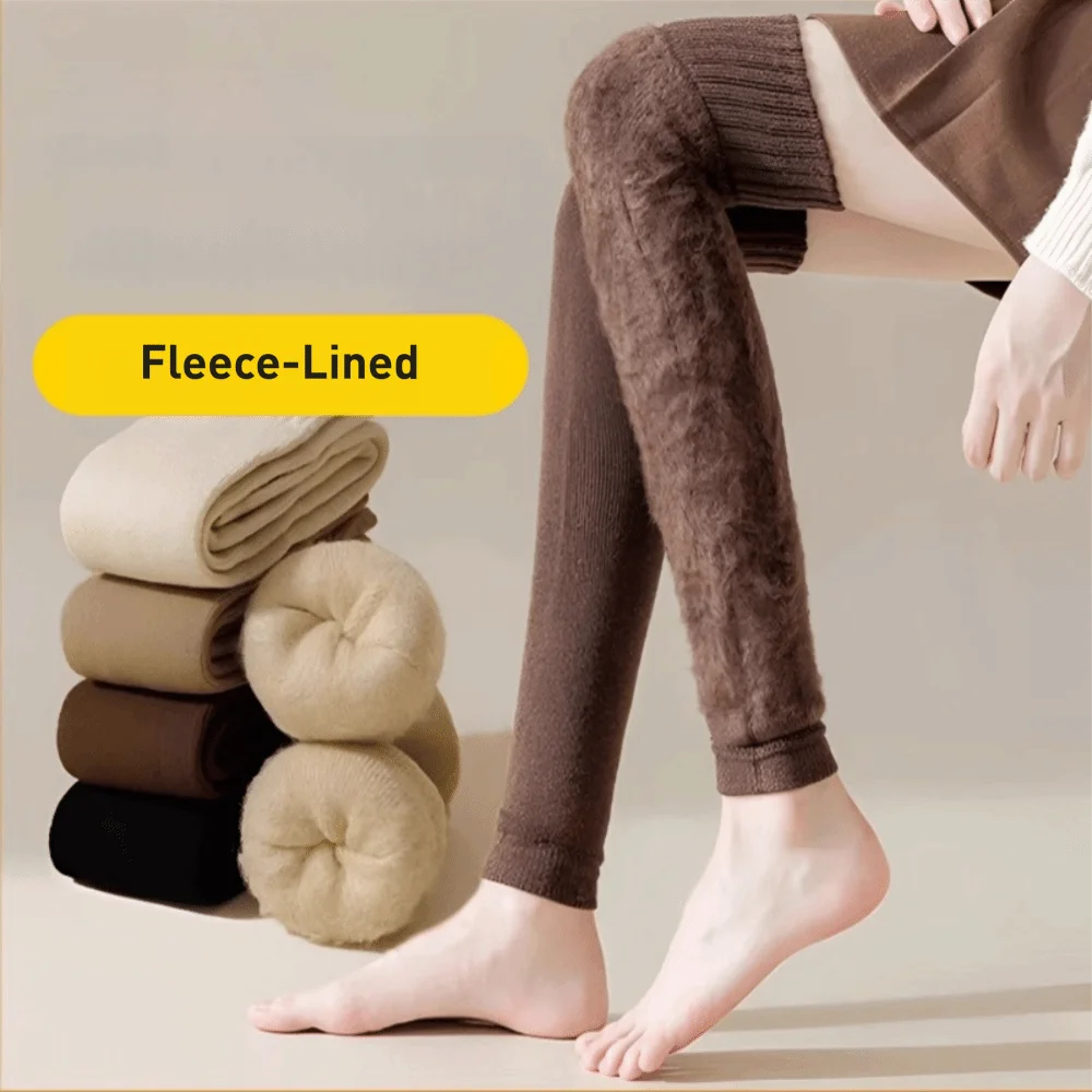 

Мягкие утолщенные теплые длинные носки, однотонные чулки до колена на флисовой подкладке, защита ног, зимние гольфы