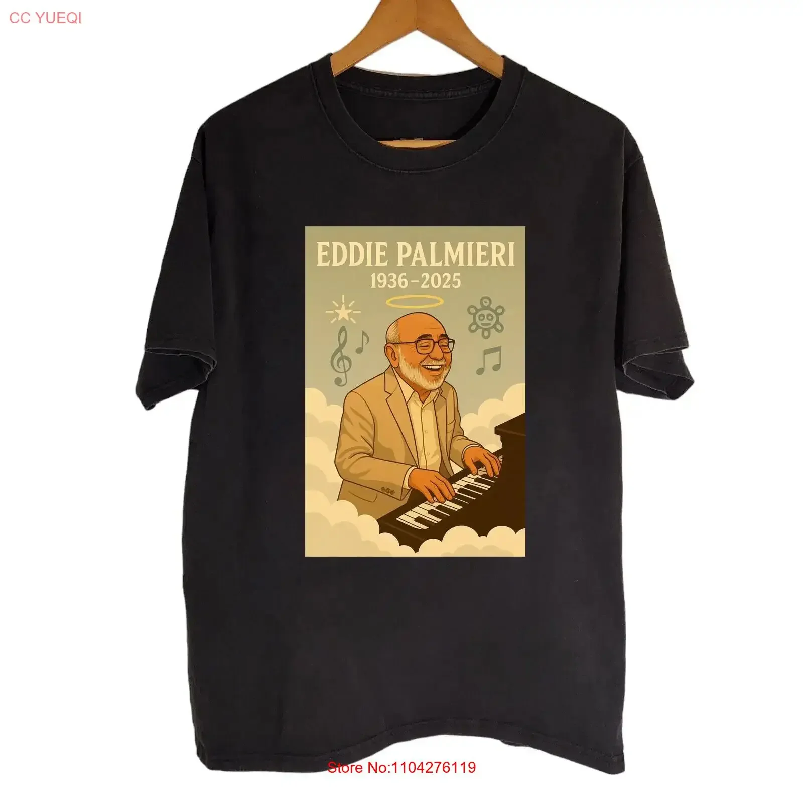 Camiseta Rara Eddie Palmieri 1936 2025 Preta Todos os Tamanhos S a 5XL HRL645 Vintage Lavada Versátil Unissex Gráfica Macia Ligeiramente Desgastada
