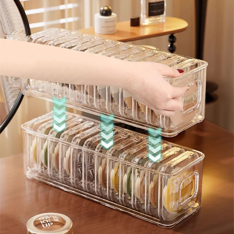 透明パウダーパフ収納ボックスポータブルスクエアメイクアップブレンダースポンジコンテナケース防塵コスメティックパフホルダー