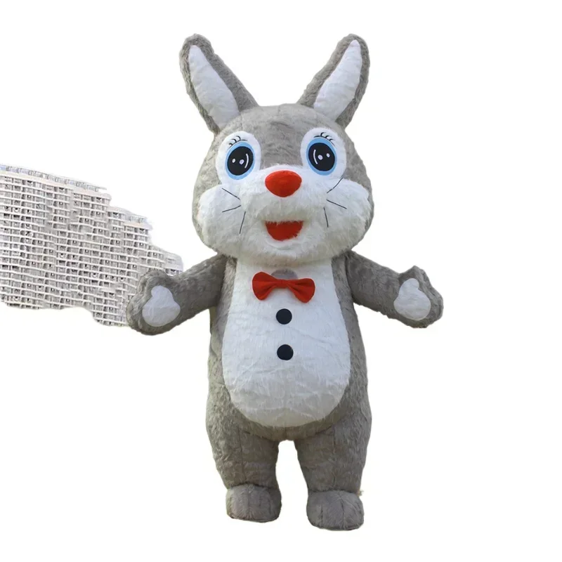 

Giant Inflatable Grey Red Easter Bunny Mascot Costume for Adult Blow Up Costume 2m/2.6m/3m Rabbit Funny Cosplay Dress