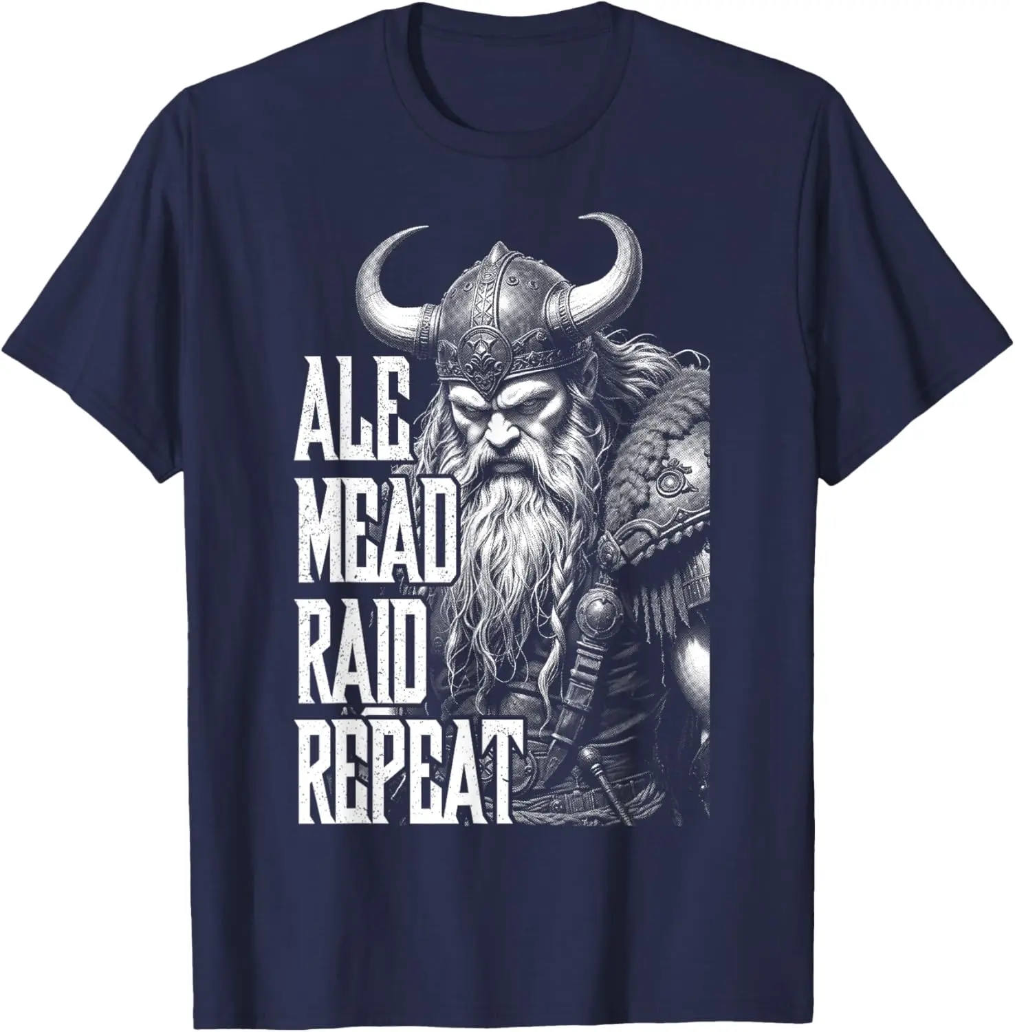 Ale Mead Raid Repeat Nordic Warrior Valhalla T-Shirt 100% Cotton O-Neck Short Sleeve Summer Casual Mens T-shirt Streetwear