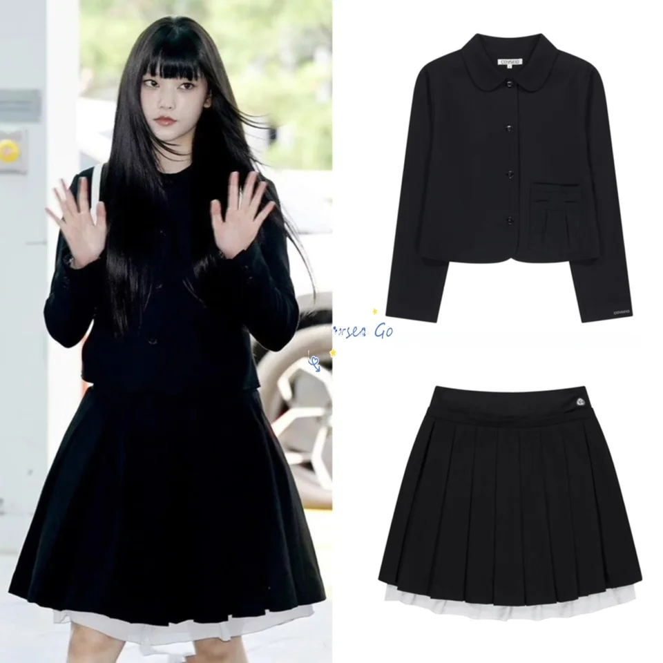 

Комплект Coyseio Advanced Preppy Sle: пальто и плиссированная юбка, женский костюм из хлопка с длинными рукавами, весенняя коллекция