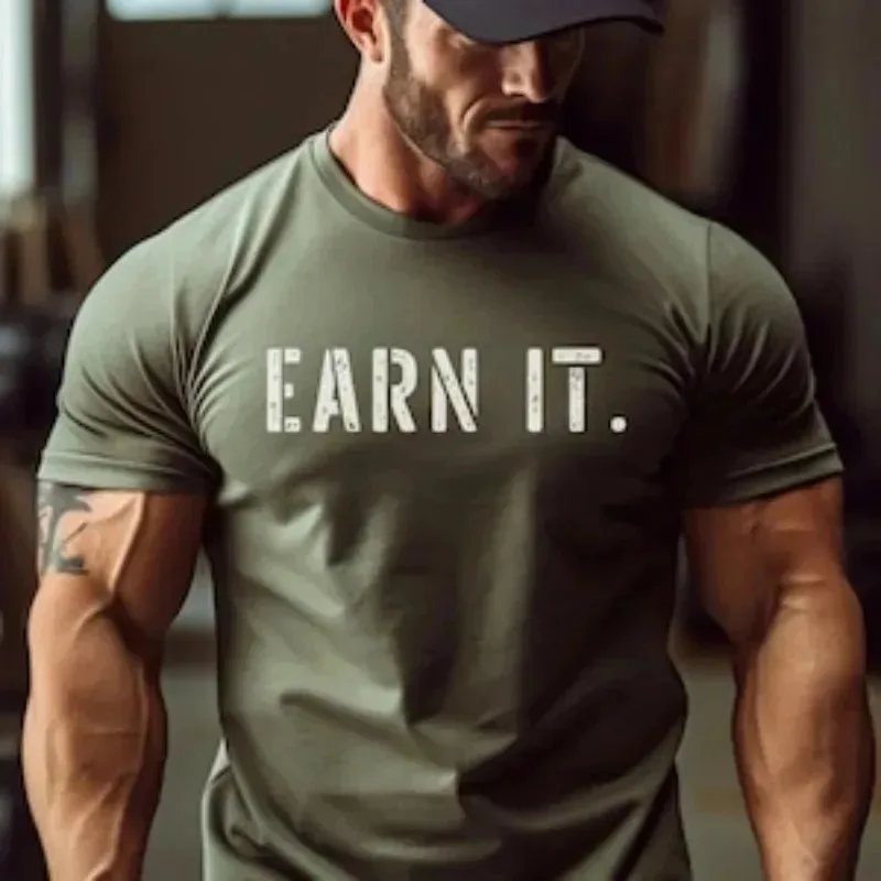 

Футболка Earn It для спортзала, мотивационные высказывания, жесткая работа, футболка для тяжелой атлетики, мужская футболка для фитнеса, подарок для тренировок для мужчин, мужской бодибилдинг