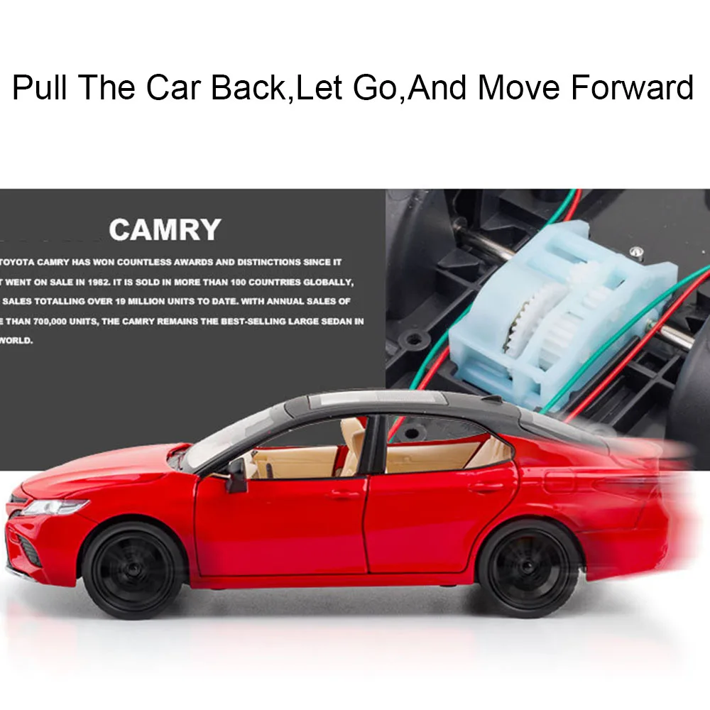 1:24 Camry RAV4 Modello di auto Pressofuso in lega Giocattolo Suono Luce Tirare indietro 4 porte aperte Modelli in miniatura Veicolo Ornamento per i regali dei bambini