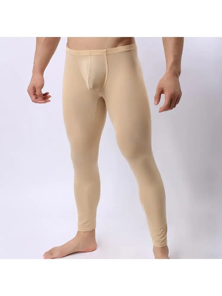 2022 New Design Ice Silk Men Autumn Pants Ultrathin Leggings Casual Fashion Trade Concave Convex Pajamas  Sexy Popular Elements