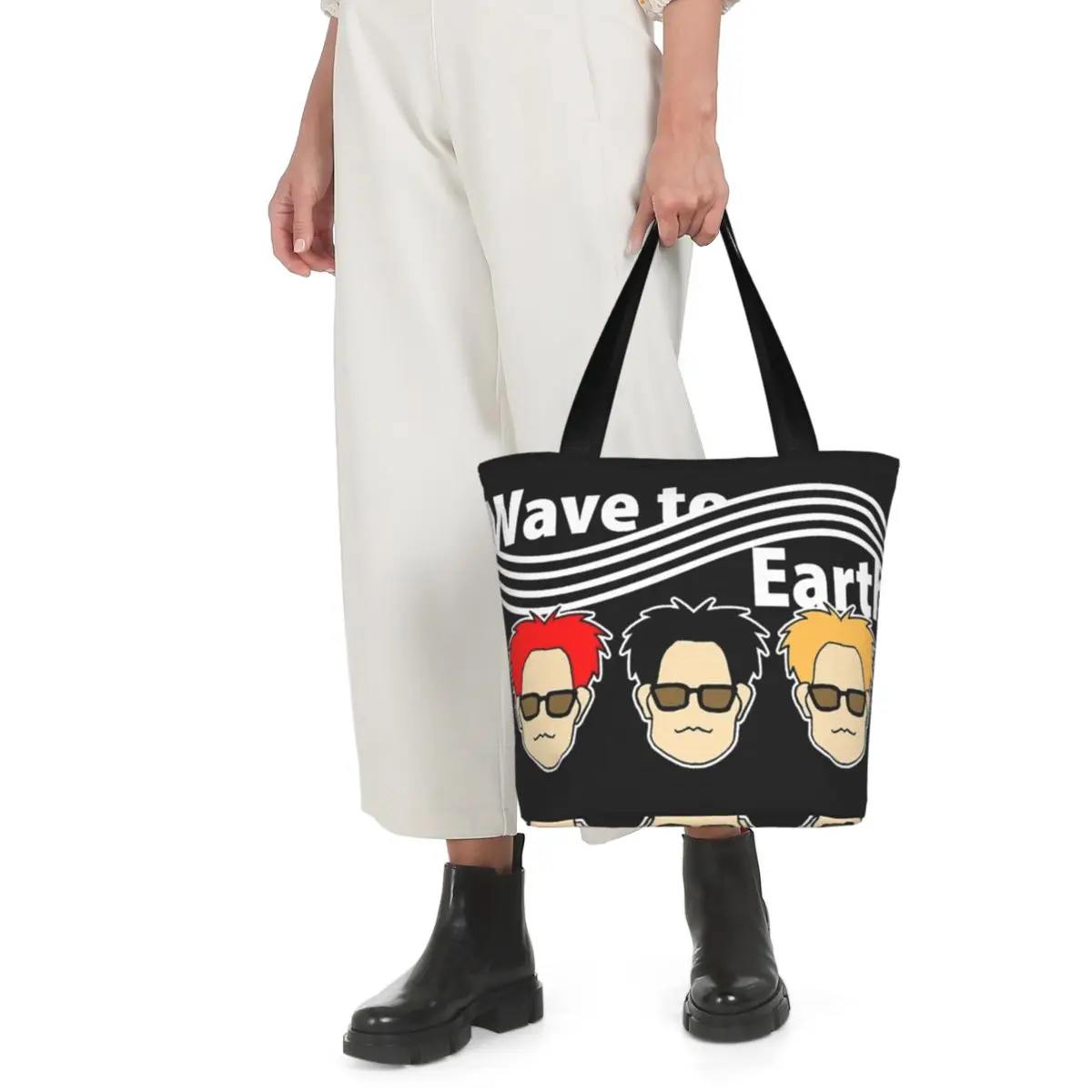 Wave To Earth Korean Band Tote Bag Accessories Ulzzang For Women Indie Pop Music Shopping Bag With Zipper