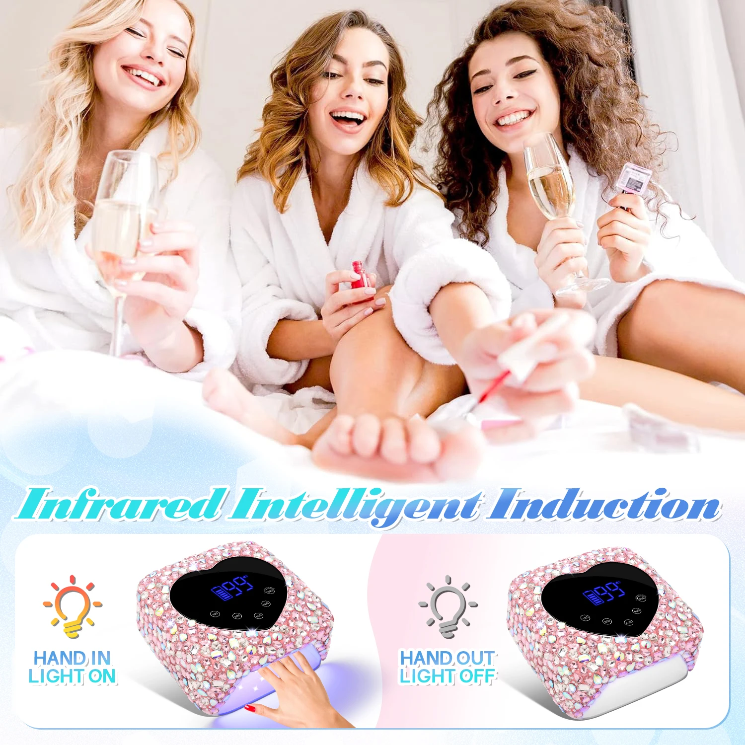 72 واط المهنية اللاسلكية الأشعة فوق البنفسجية LED مسمار مصباح للأظافر 30 المصابيح قابلة للشحن هلام البولندية علاج مجفف مصباح مع شاشة تعمل باللمس