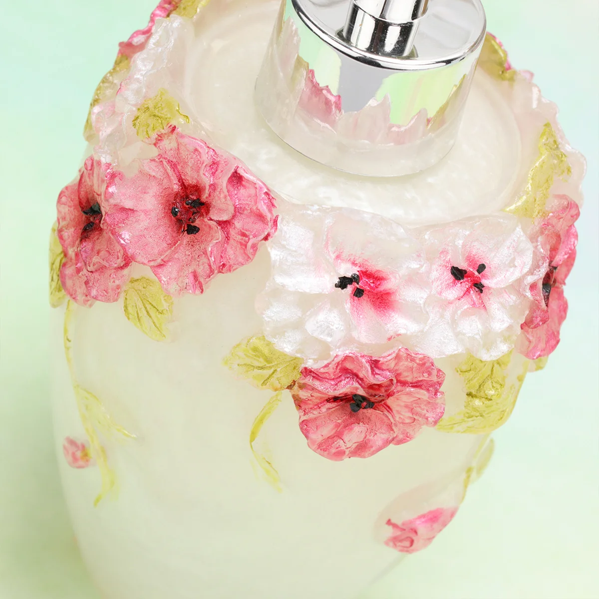 300 مللي أنيقة الأزهار الضوء الأخضر يترك الصحافة مضخة موزع زجاجة لغسل الجسم الشامبو غسول إعادة الملء المحمولة صابون اليد #6