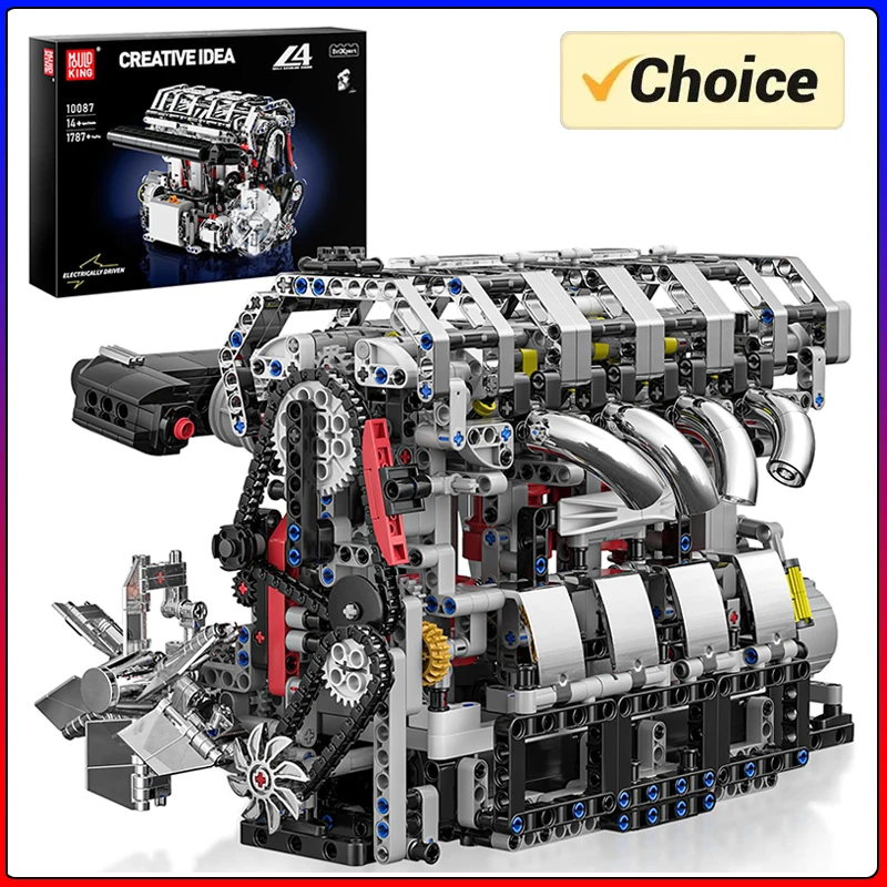 

Mould king 10087 L4 Gasoline Engine electric motor driven Building Blocks MOC Technic puzzle Blocks toys for kids Christmas Gift