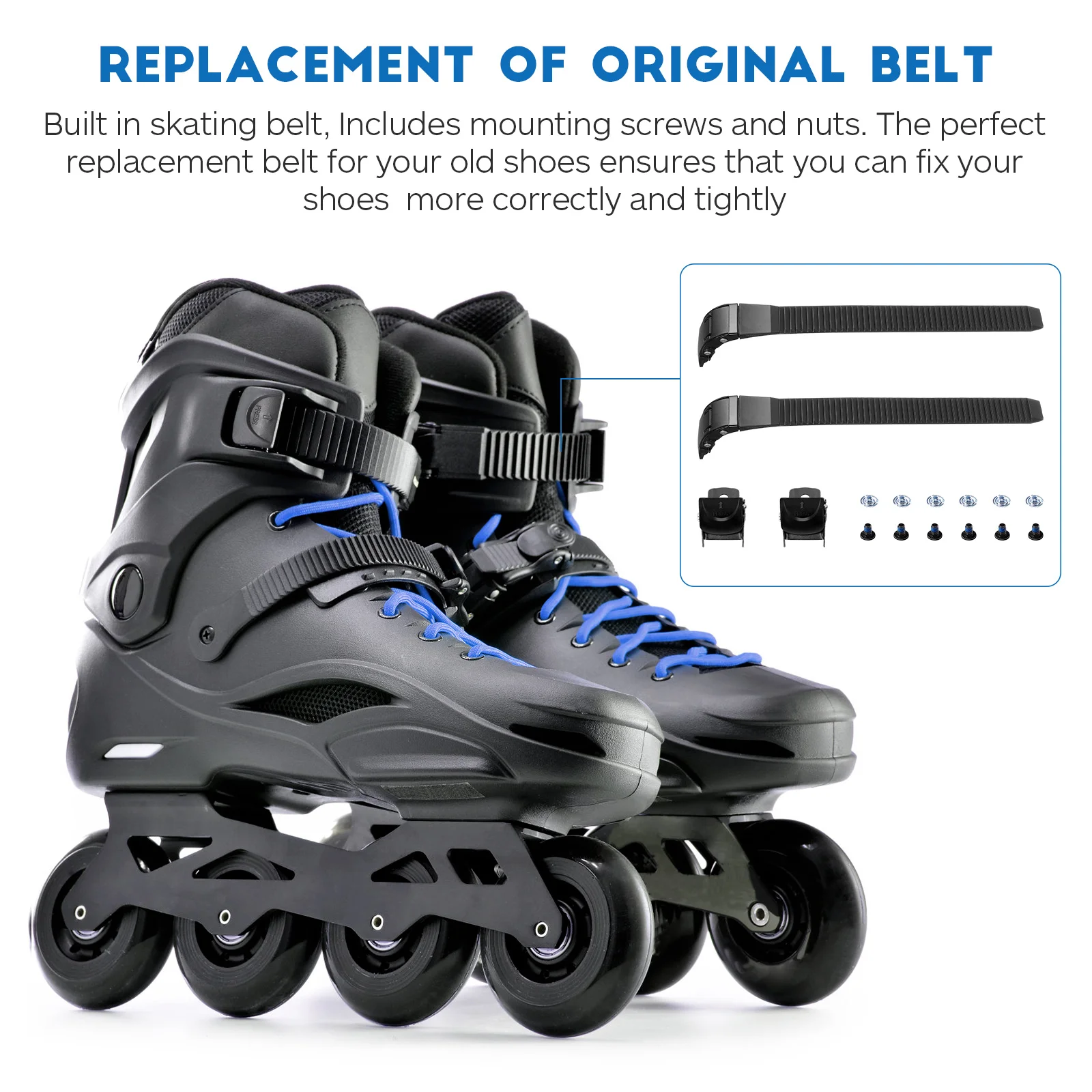 롤러 스케이트 스트랩 운동 스케이팅 신발 교체 부품, 인라인 액세서리 버클 맨, 2 세트