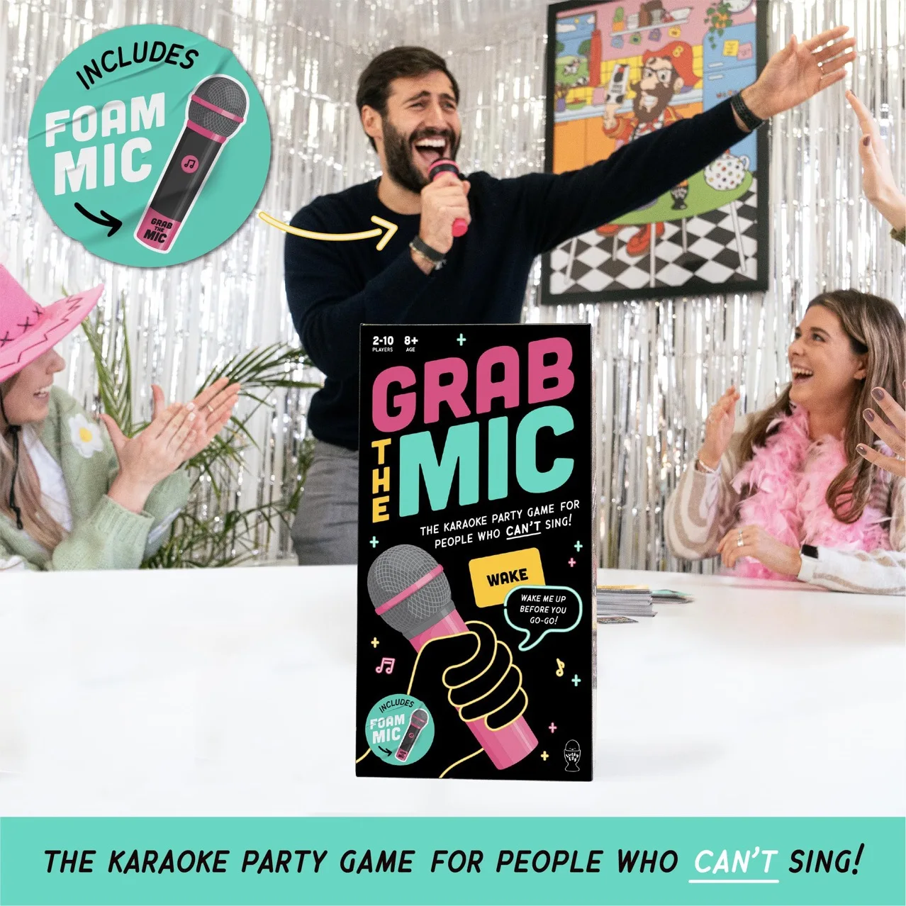 Lucky Egg Exciting Grab The Mic - The Family Karaoke Game 8+ Year Olds Board Game for Bad Singers - 250 Lyric Cards