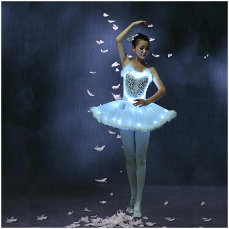 

Luminescence light up Led Fluorescence Dancing dress Stage Go professional ballet tutu skirt ballet clothes for children