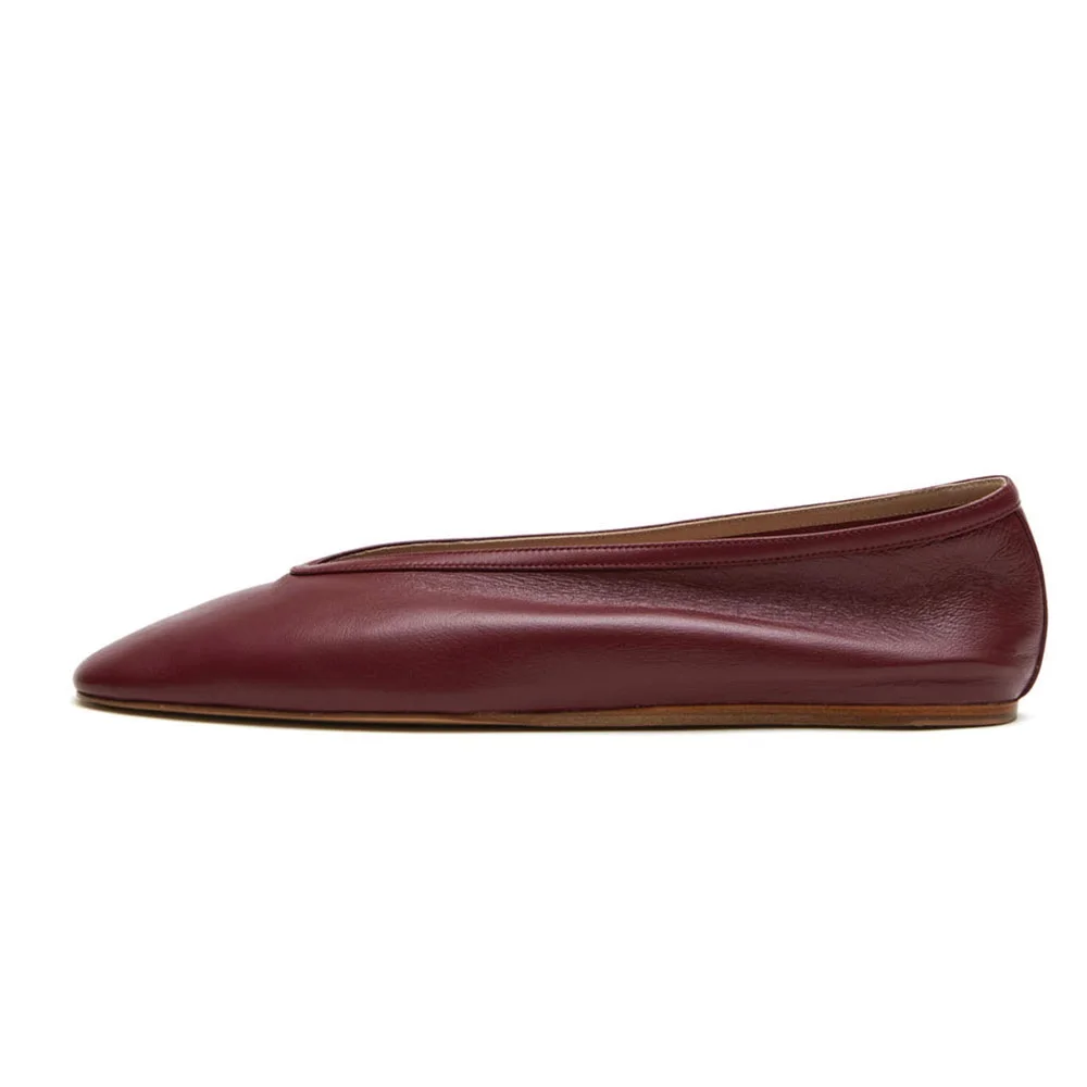 Classic Ladies Square Toe Ballerina Ballet Shoes Large Size Black Camel Wine Plum Cushion Flat Shoes Ladies Rubber Sole Pumps
