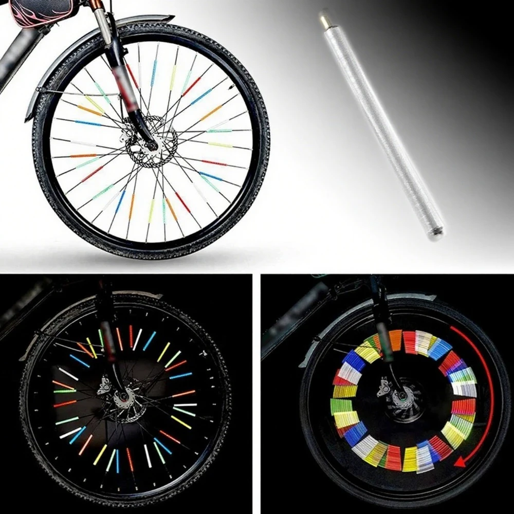 Bicycle Wheel Spokes Reflective Sticker Tube Strip Warning Light DIY 7.5cm MTB Cycling Reflector Reflective Safety Kit
