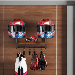Motorcycle Hat Holder Wall Hanger Hat Rack Safety Hat Hanger Display Stand Hat Organizer With 4 Clips Wooden Storage Rack For