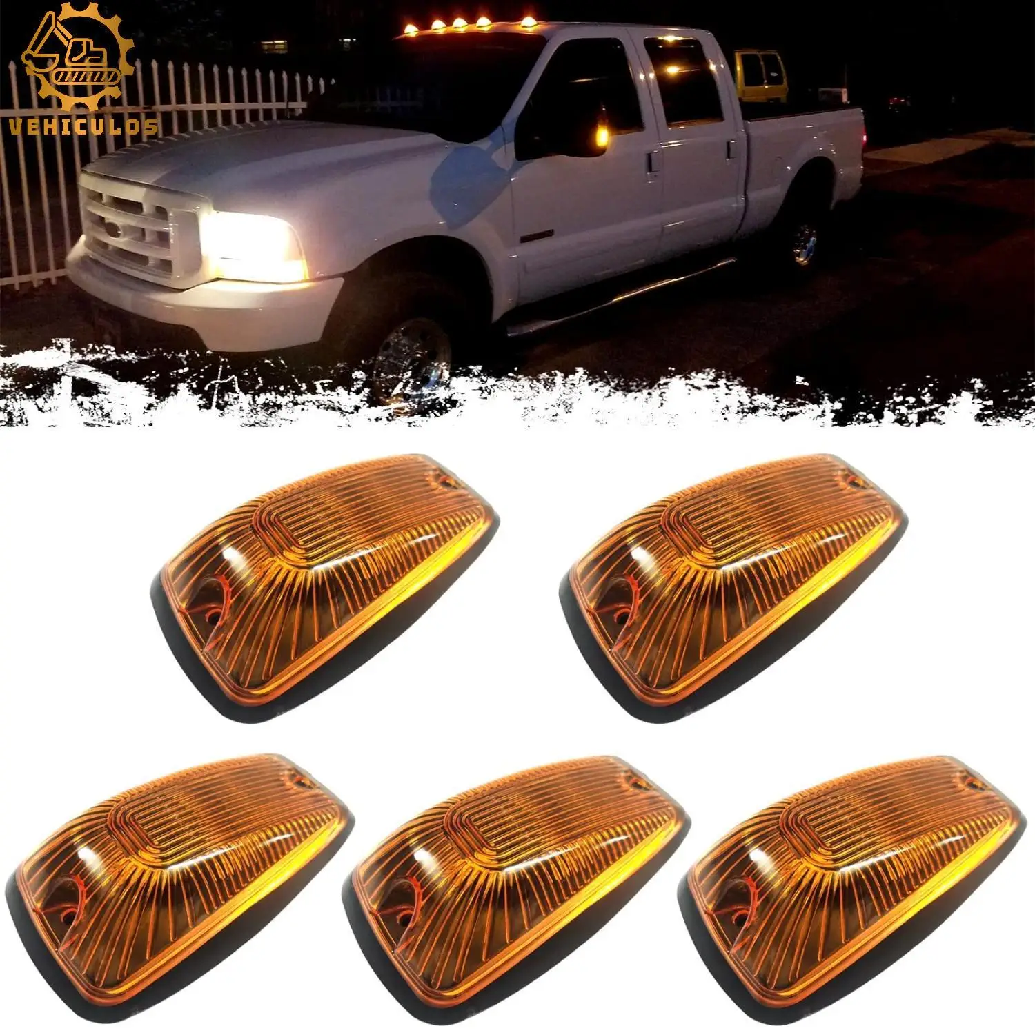 5PCS Auto Marker Roof Lights Amber LED Cab For 1988-2002 Chevy/GMC C/K 1500 2500 3500 Pickup Trucks Car Lights Exterior Parts