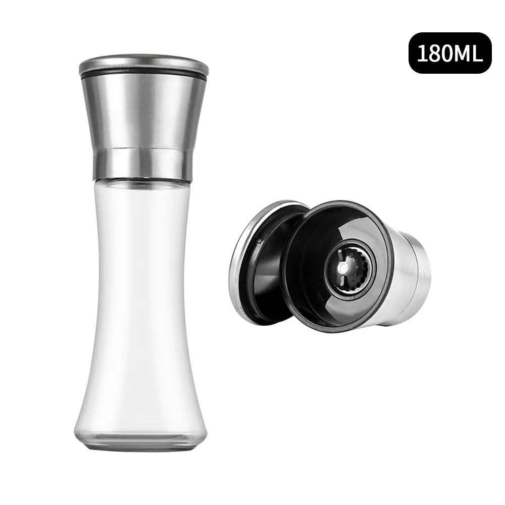 Stainless Steel Adjustable Manual Salt Grinder Pepper Grinder Ceramic Core Hand Tools Kitchen Small Tools Spice Glass Bottles