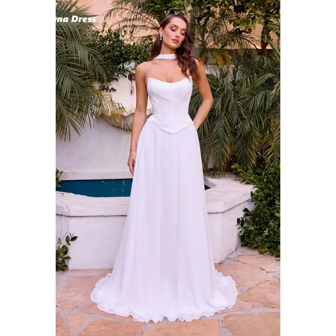 

Lena Свадебные вечерние платья Женские элегантные женские платья для вечеринок Роскошные платья без рукавов 2025 Шифон на заказ