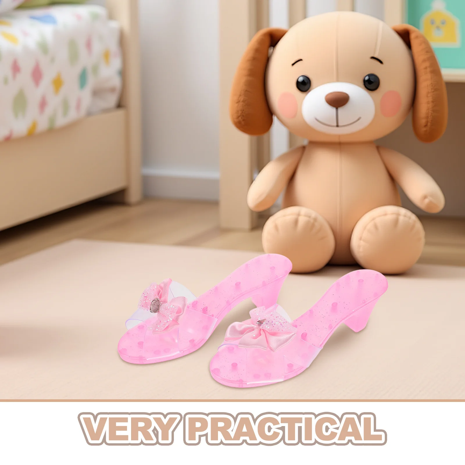 1 paio di tacchi alti per bambini, decorazioni per scarpe in plastica trasparente, decorazioni per feste da principessa, decorazioni per la casa da tavolo - Mini tavolo scultura