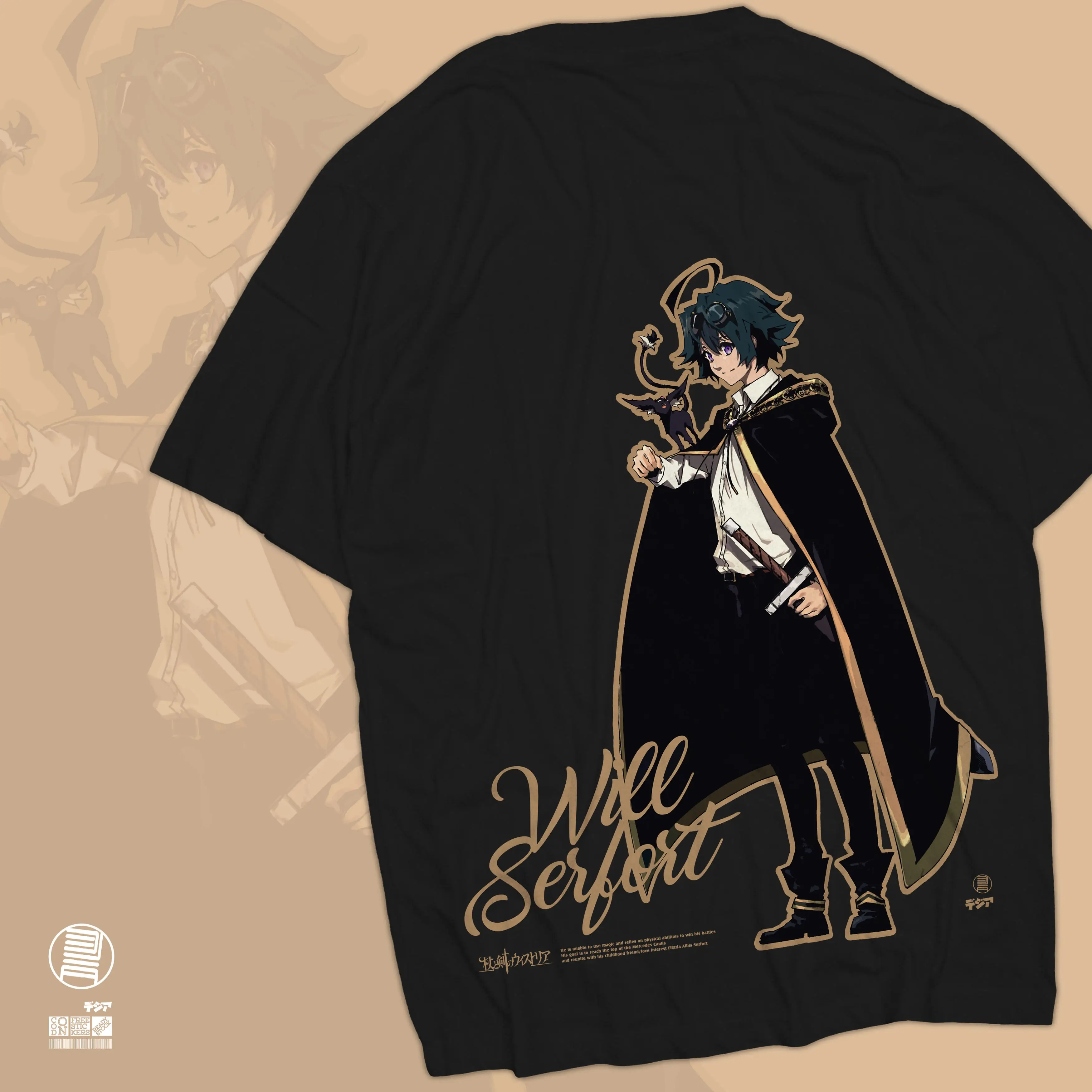 Camiseta de Manga Anime de Will Serfort Wistoria, Kaos, Baju Wibu, jelang, DJA, tela