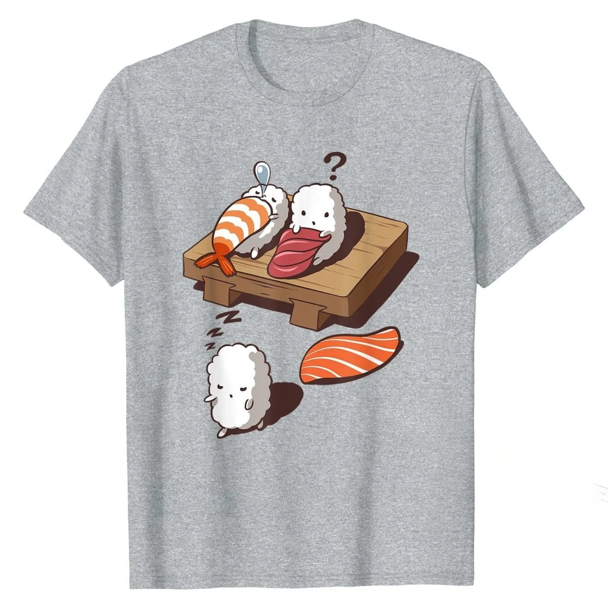 Cheavyweight streetwear  Funny Japanese Nigiri Sushi Sleepwalking T-Shirt Funny Male Tshirts Custom Tops Shirts Cotton Crazy