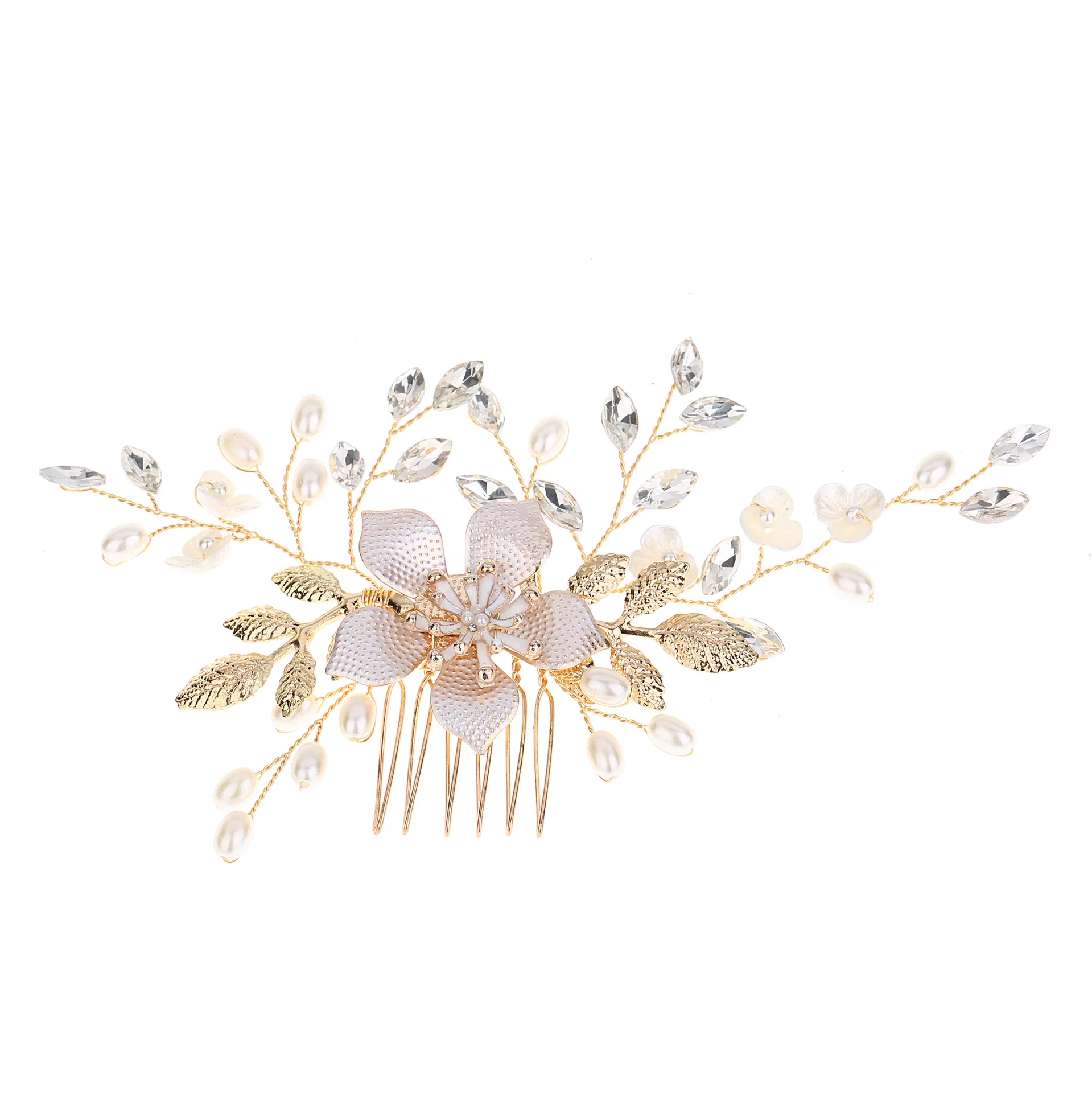 Luxury Bride Pearl Aolly Flower Hair Comb Crystal Hairpin Women\'s Wedding Hairwear  Wedding Party Jewelry Hair Accessories