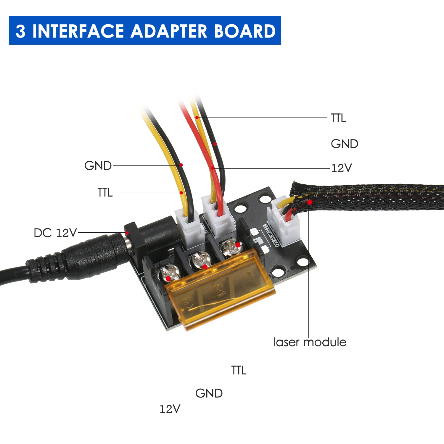 2 Pin to 3 Pin Laser Module Adapter Board Laser 3-interface Engraving Machine Conversion Board for Laser Engraver 3D Printer CNC