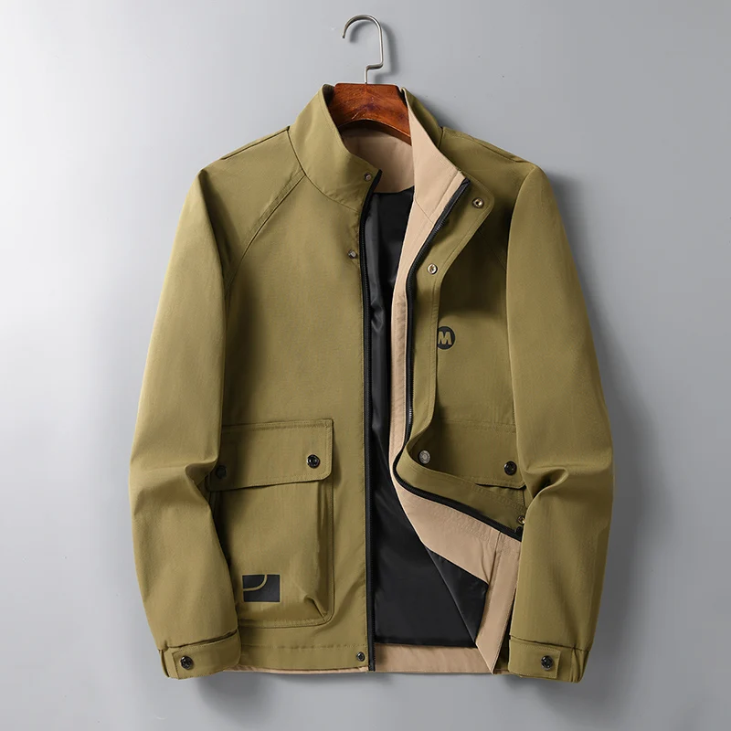 

Autumn and Spring New Fashion Solid Color Retro Sports Workwear Jacket Men's Casual Loose Comfortable Windproof Plus Size Coat