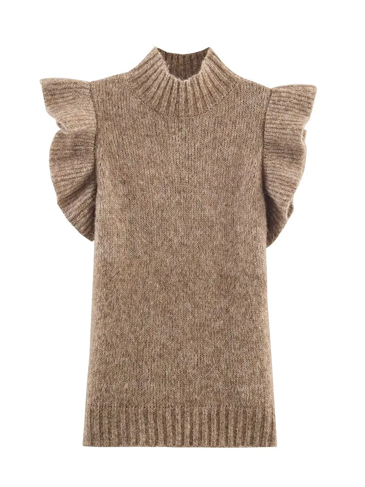 HH أنثى الشتاء أزياء بسيطة تنوعا الصوف الطبقات الزخرفية أعلى المرأة الوقوف طوق سليم أكمام تكدرت محبوك أعلى #1