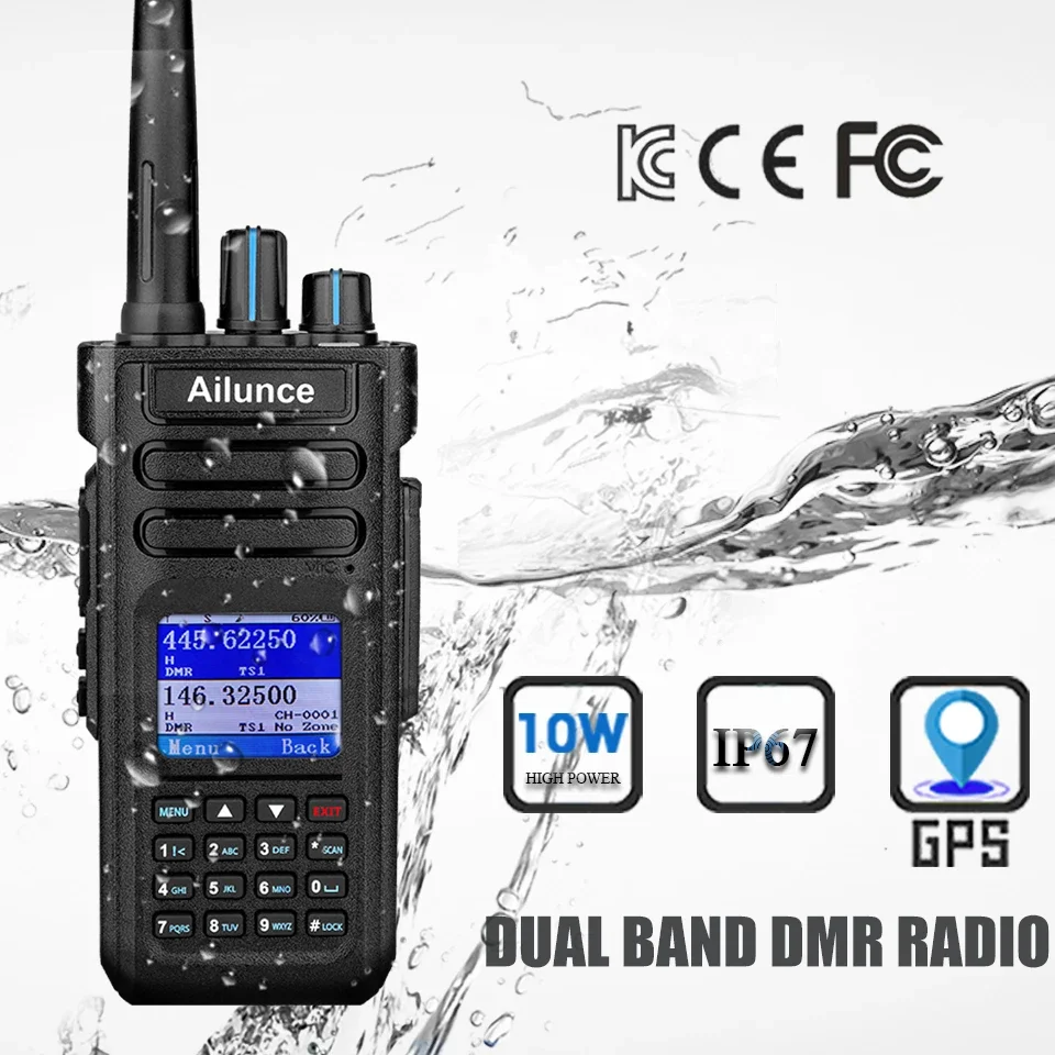 

HD1 10W DMR GPS IP67 Waterproof transceiver ham voki toki mobile radio satellite walkie talkie