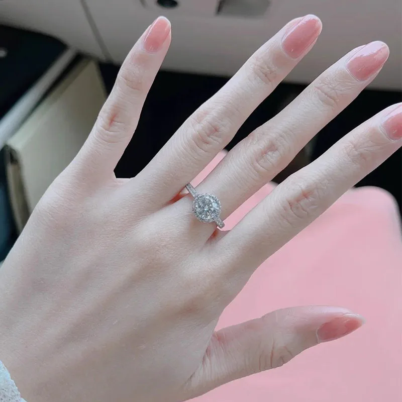 Luxury Soild 18K White Gold RingIGI Lab Growing Diamond Ring Round D Color 1 2 3Ct wedding ring Factory sell ﻿ ﻿