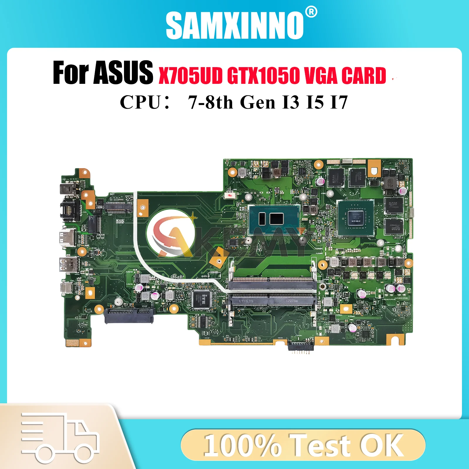 

X705UD Материнская плата для ноутбука ASUS VivoBook X705UQ X705UNR X705UB X705UBR X705UVP X705U X705UN X705UF Материнская плата с процессором I3 I5 I7