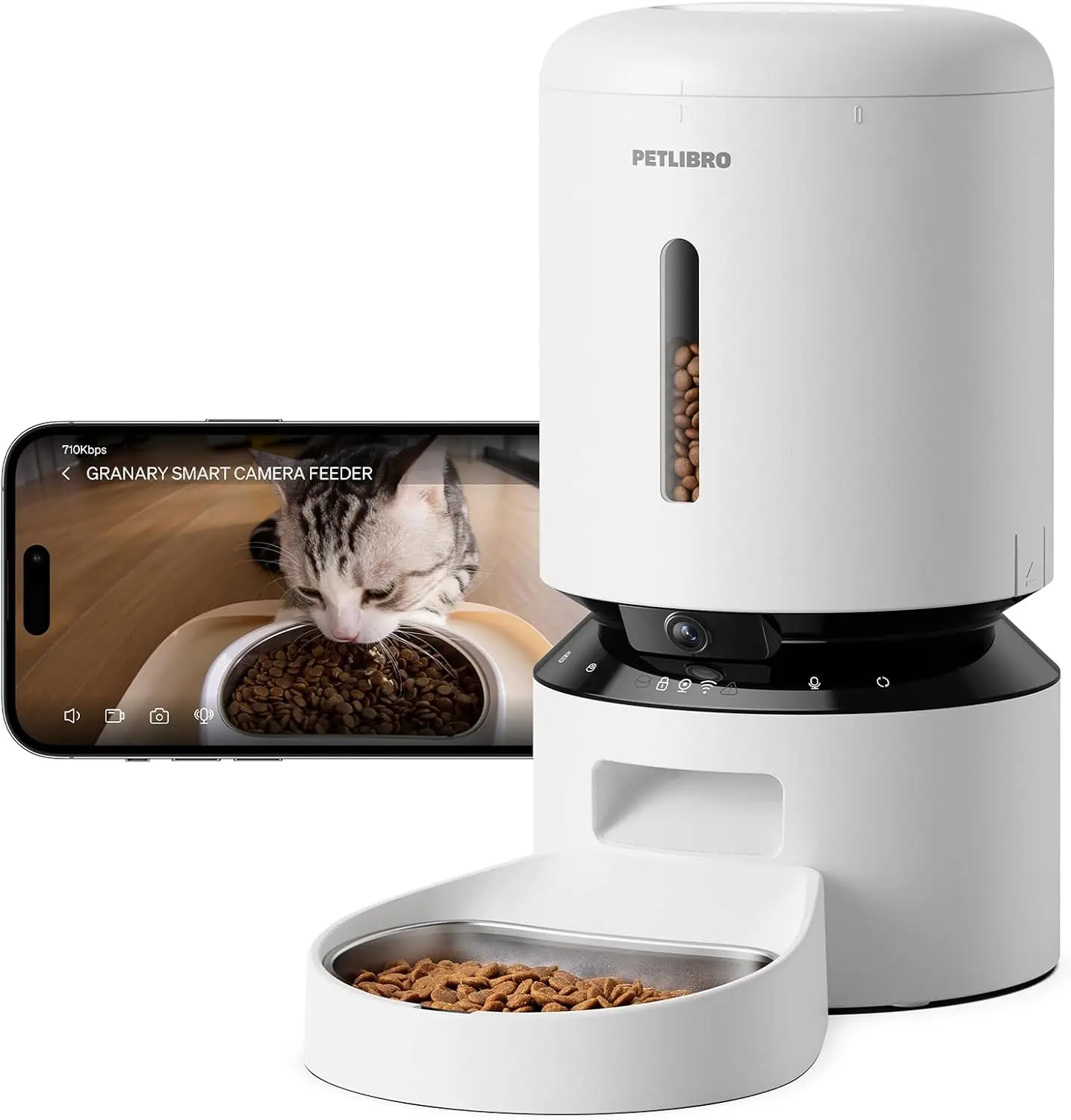 

Automatic Cat Feeder with Camera, 1080P HD & Night Vision, 5GHz/2.4GHz WiFi & Cam Smart Pet Feeder with App Control, 2-Way Audio