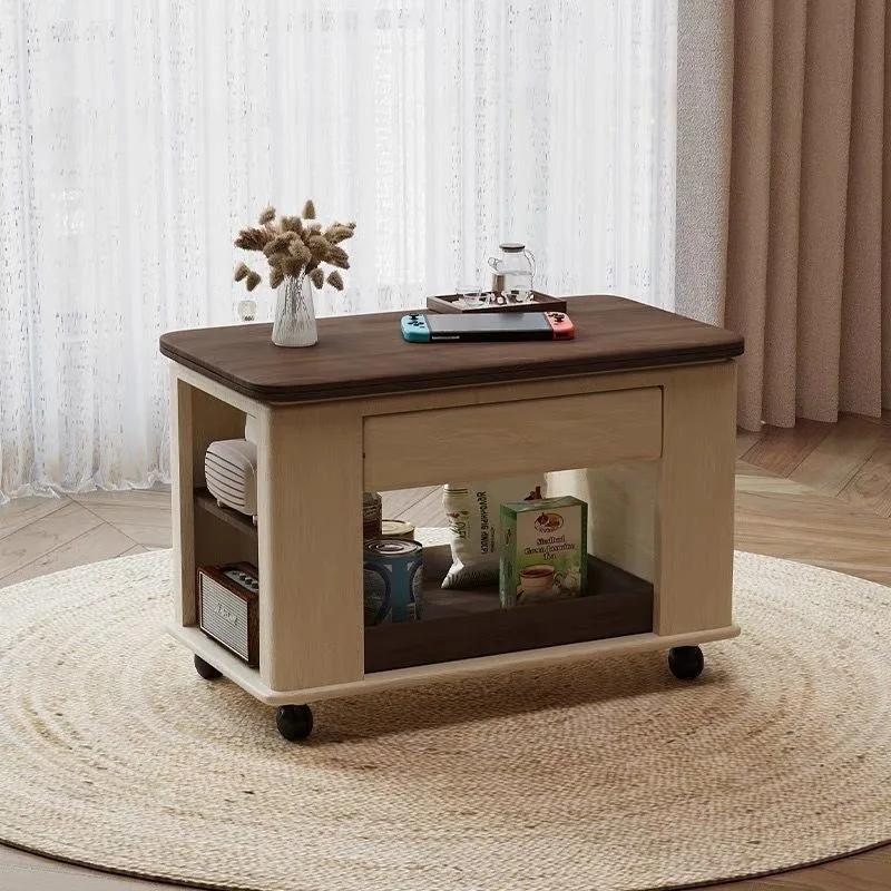 #Solid wood trolley foldable movable small apartment side few antique balcony multi-functional tea table storage corner few
