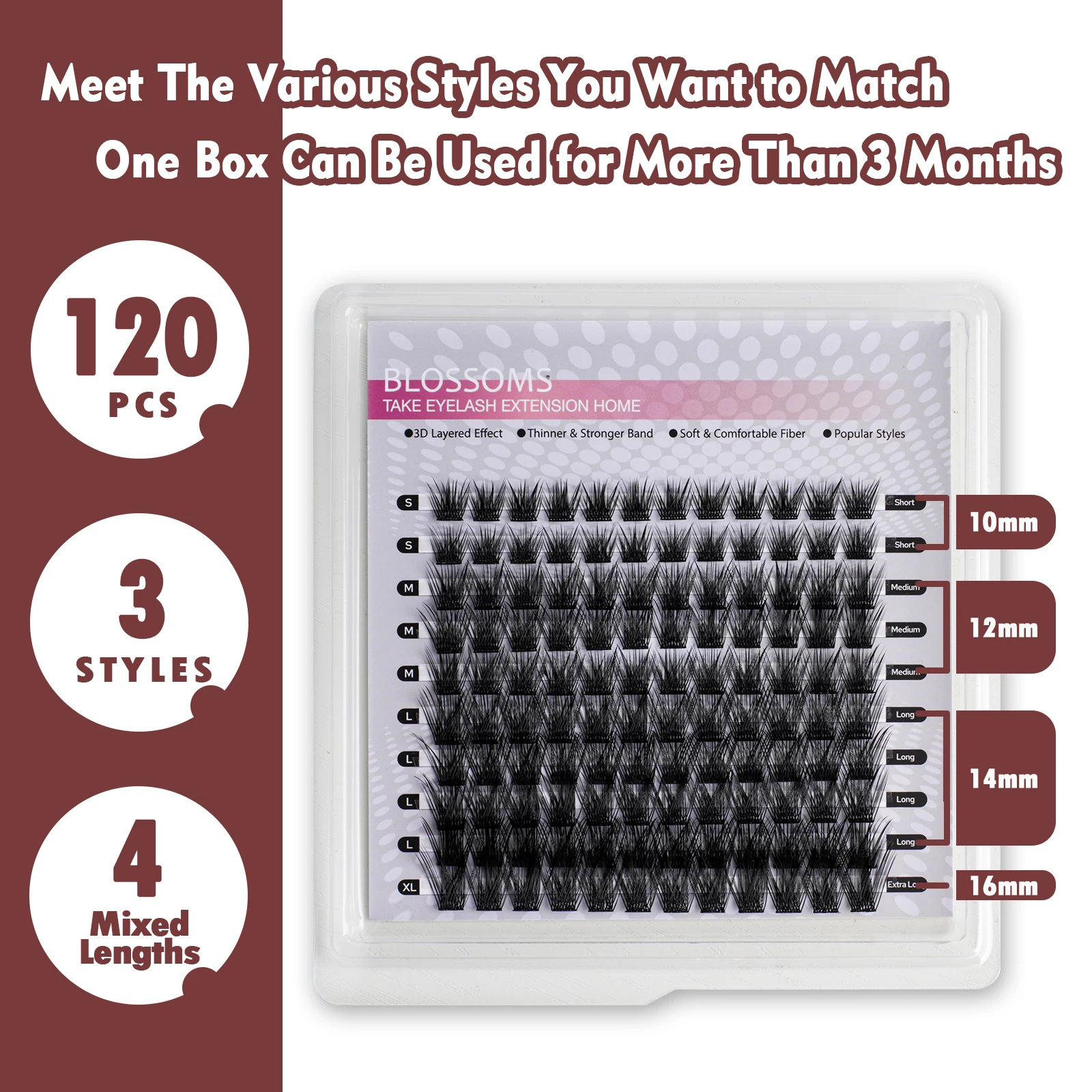 ETVITE Cluster Eyelashes Mink Individual Lashes Segmented Eyelashes C/D Curl Matte Black Bulk Volume DIY Lashes Extensions