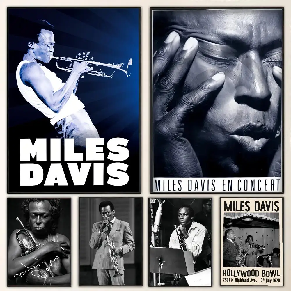 Sänger M-Miles Davis Gemälde Kalligraphie Leinwand Poster Wandkunst für Wohnzimmer Schlafzimmer Café Dekoration Geschenk