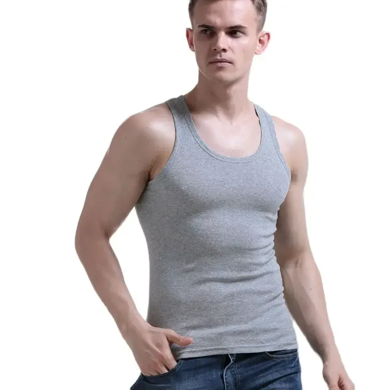 Men Cotton Vest Narrow Broad Shoulders Tank Tops Underwear Boy Under Clothes T- Shirts Sleeveless Singlets Undershirt