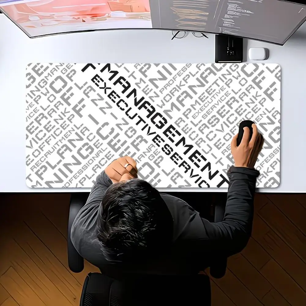 Large Gaming Mouse Pad Cyber Futuristic Tech Typography XXL Deskmat Non‑Slip Rubber Mousepads Keyboard Mat Game Table Mats